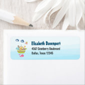 Étiquette Arche animal mignonne avec papillon et baleine (En situation)