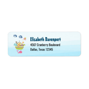 Étiquette Arche animal mignonne avec papillon et baleine