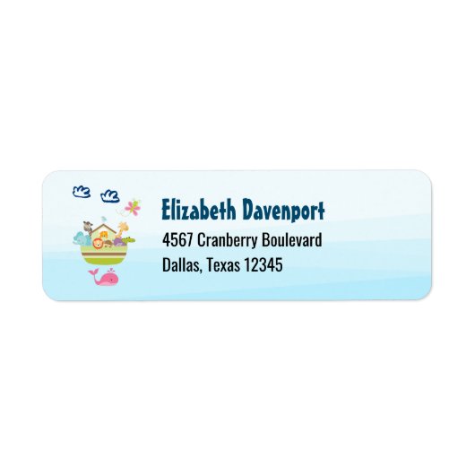 Étiquette Arche animal mignonne avec papillon et baleine (Devant)