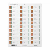 Étiquette Arches Art Déco en Orange et Mariage Turquoise (Feuille entière)