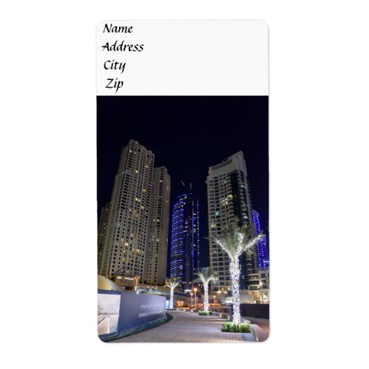 Étiquette Architecture de Dubaï la nuit (Devant)