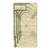 Étiquette Architecture vintage, Perspective Colonnes Arches (Devant)