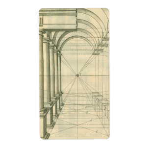 Étiquette Architecture vintage, perspective de colonnes de