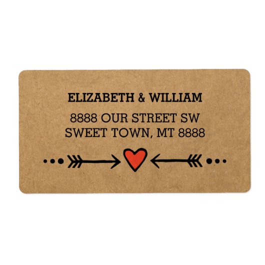 Étiquette Arcs et amoureux roses Style rustique (Devant)