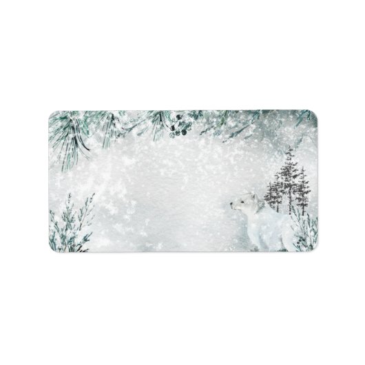 Étiquette Arctic Fox Snowy Winter Woodland Adresse postale (Devant)