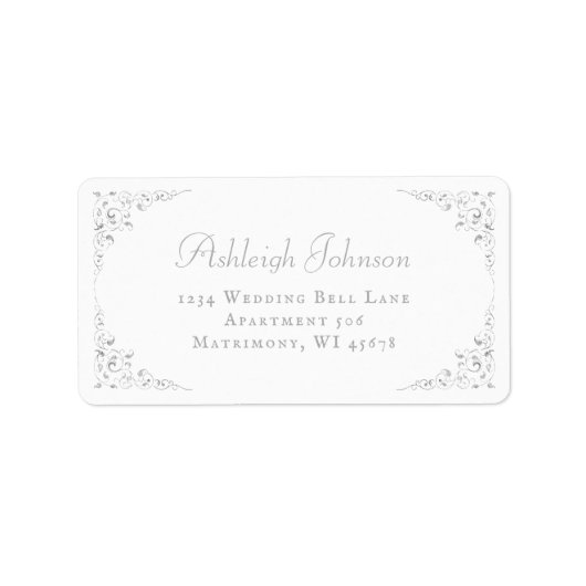 Étiquette Argent Botanical Frame Wedding RSVP Adresse de ret (Devant)