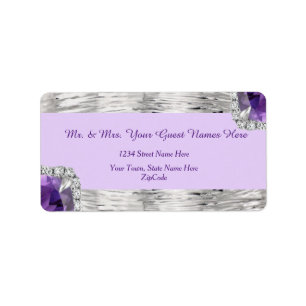 Étiquette Argent Foil Purple Amethyst Adresse