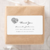 Étiquette Argent Gris Métallurgique Brush Merci (En situation)