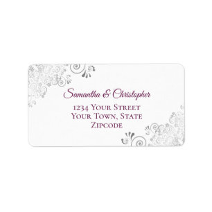 Étiquette Argent Lace Magenta Purple & White Mariage Adresse