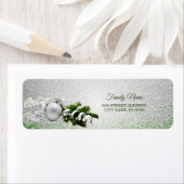 Étiquette Argent Ornement ruban blanc Adresse de retour (En situation)