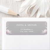 Étiquette Argent rose floral Chinoiserie adresse de retour (En situation)