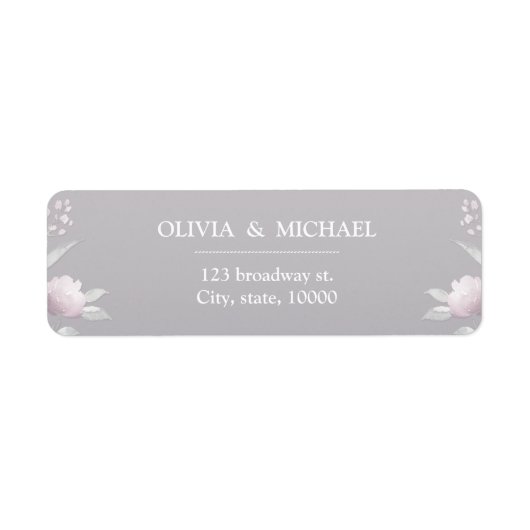 Étiquette Argent rose floral Chinoiserie adresse de retour (Devant)