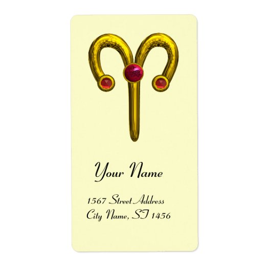 Étiquette ARIES ZODIAC ANNIVERSAIRE Ruby rouge (Devant)