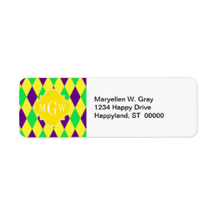 Étiquette Arlequin jaune violet vert Ylo Quat 3 Monogramme