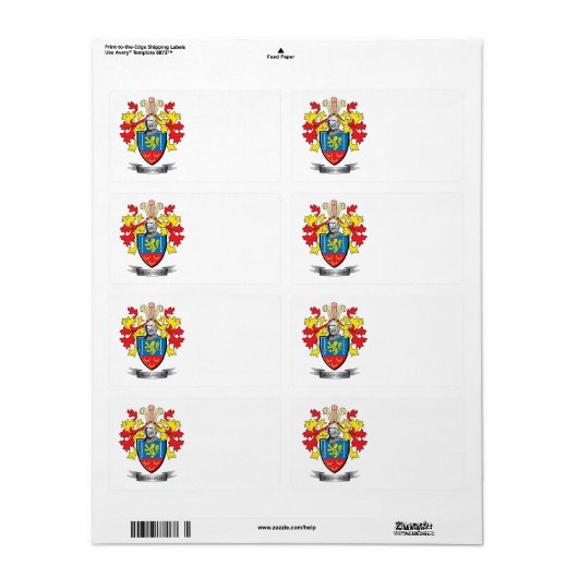 Étiquette Armoiries de McLaughlin (Feuille entière)