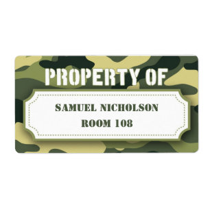 Étiquette Army Camo Property ID livre d'approvisionnement sc