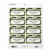 Étiquette Army Camo Property ID livre d'approvisionnement sc (Feuille entière)