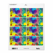 Étiquette Arrière - plan coloré de fleurs (Feuille entière)