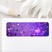 Étiquette Arrière - plan de feuille violet avec étoiles (En situation)
