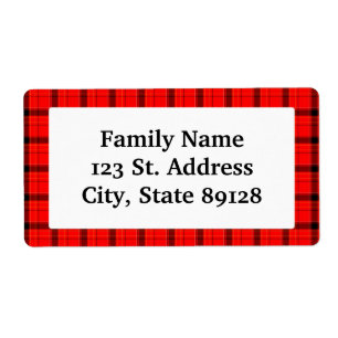 Étiquette Arrière - plan de Noël Tartan Red Plaid