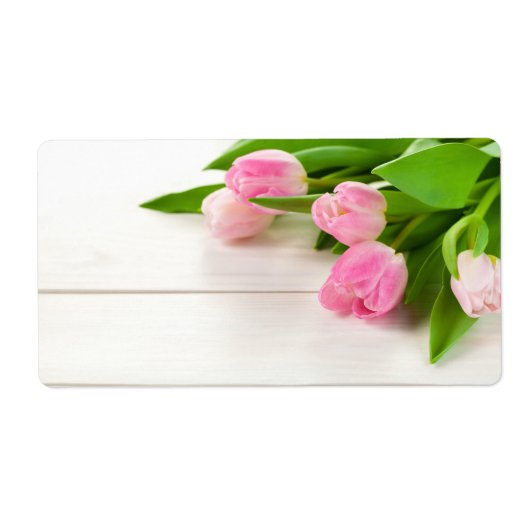 Étiquette Arrière - plan de printemps avec fleurs de tulipes (Devant)