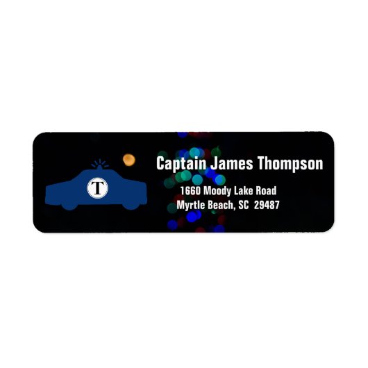 Étiquette Arrière - plan de voiture et d'éclairage de police (Devant)