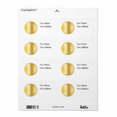 Étiquette Arrière - plan doré rond (Feuille entière)