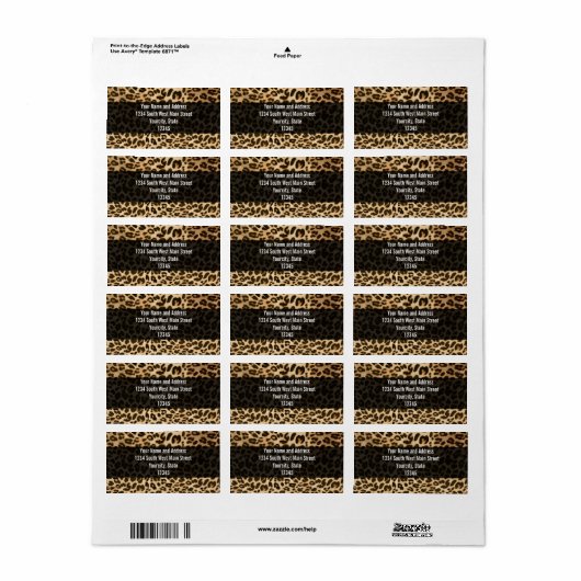 Étiquette Arrière - plan Empreinte de léopard (Feuille entière)