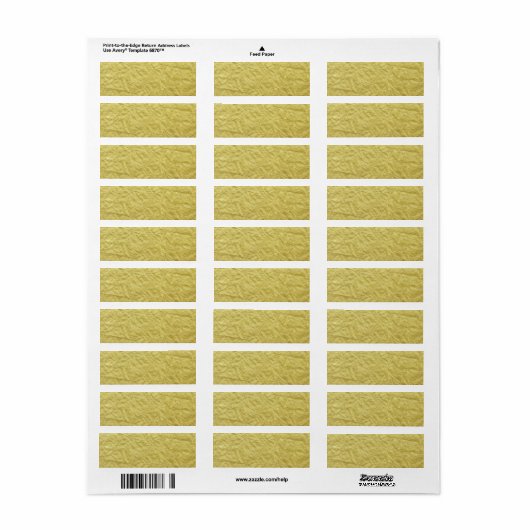 Étiquette Arrière - plan personnalisé Gold Foil Texté (Feuille entière)