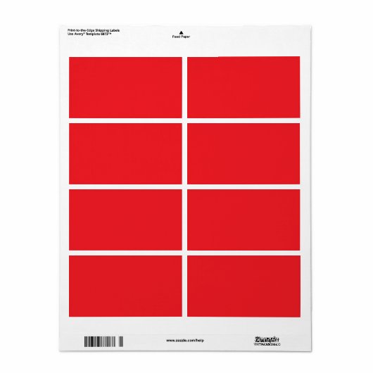 Étiquette Arrière - plan rouge solide (Feuille entière)