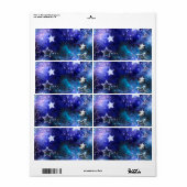 Étiquette Arrière - plan spatial avec étoiles (Feuille entière)