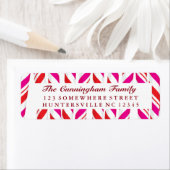 Étiquette Arrière - plan sucre de canne rouge et rose (En situation)