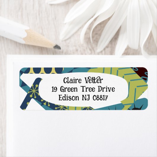 Étiquette Arrondi Rectangles modernes du milieu du siècle (En situation)