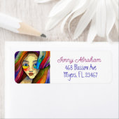 Étiquette Art Abstrait coloré Jolie fille (En situation)