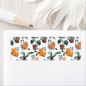 Étiquette Art de trait dessin chats et fleurs (En situation)