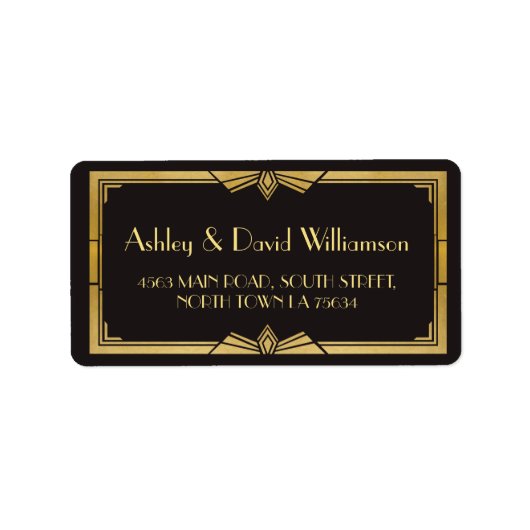 Étiquette Art Déco 1920s Gatsby Mariage Adresse de retour La (Devant)