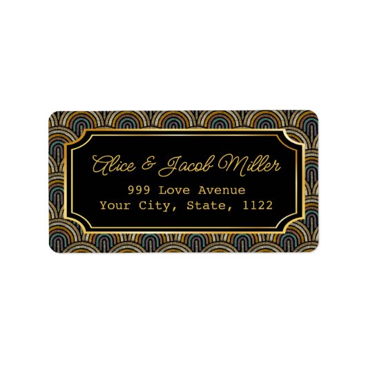 Étiquette Art Deco Embroidered-Style Return Address Label (Devant)