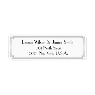 Étiquette Art Déco Great Gatsby Argent Retourner l'adresse É