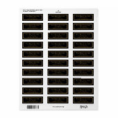 Étiquette Art Déco Great Gatsby Black Retours Adresse Étique (Feuille entière)