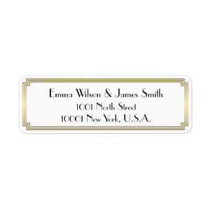 Étiquette Art Déco Great Gatsby Gold Retourner l'adresse Éti