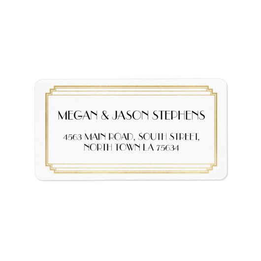 Étiquette Art Déco Mariage Gold Retourner Adresse Label Art (Devant)