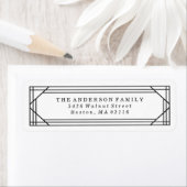 Étiquette Art déco moderne noir et blanc | Vacances (En situation)