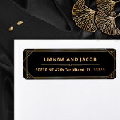 Étiquette Art Déco Noir et or Mariage moderne Retour