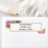 Étiquette Art fluide en marbre bleu rose et or (En situation)