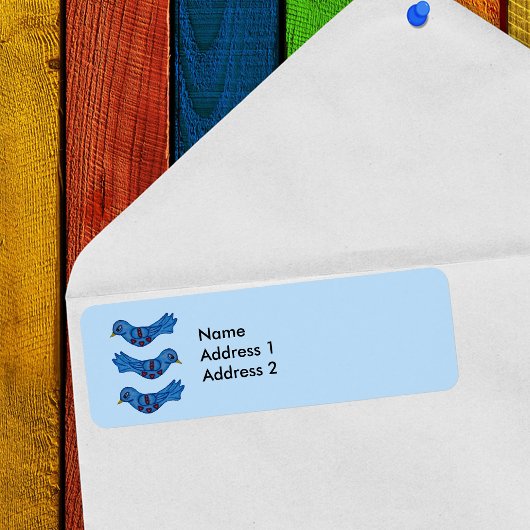 Étiquette Art folklorique Imaginaire Bleu mignon Oiseau Coeu