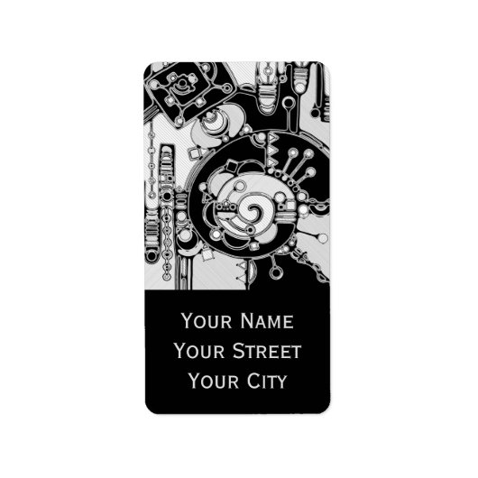 Étiquette Art Géométrique Noir Et Blanc 4 (Devant)