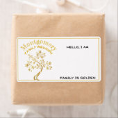 Étiquette Art moderne Gold Arbre Famille Reunion Papier Nom  (En situation)