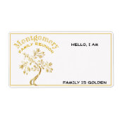 Étiquette Art moderne Gold Arbre Famille Reunion Papier Nom  (Devant)