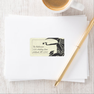 Étiquette Art Nouveau Deer Damask Retourner Adresse Étiquett