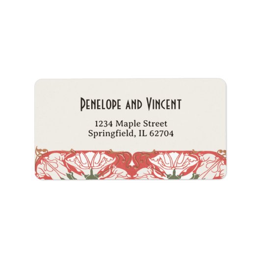 Étiquette Art Nouveau Floral Elégance 2 Mariage (Devant)